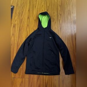 Black Hooded Jacket with Green Lining size medium boys